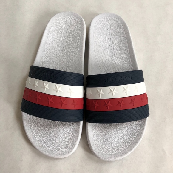 grey tommy hilfiger slides